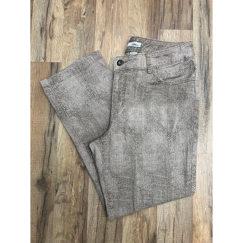 Y2K Chico's Platinum Snake Print Pants Brown‎ Animal Print Size 1
